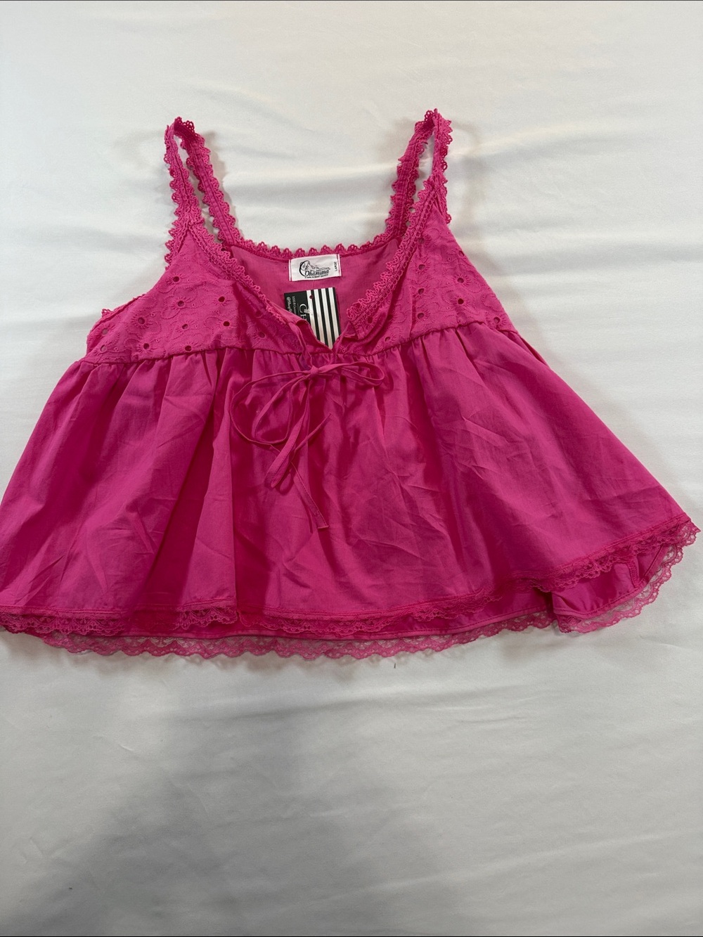 Charisma Fuchsia Lace-Trim Camisole Top Size L - Picture 1 of 9